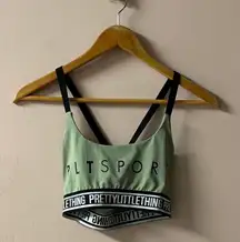 Pretty Little Thing Light Green & Black X-Back Sports Bra  Size 2 GUC