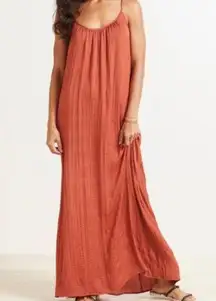 Evereve Roan + Ryan Willa Pleated Satin Maxi Dress in Rust - Size XL