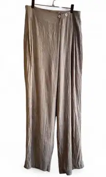 Nap Loungewear Asymmetrical Button Front High Waist Crinkle Pants in Grey size M