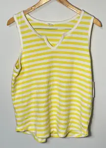 Caslon Butter Yellow‎ and white Thermal tank top Women's size M, NWT