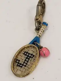 Gold and Blue Tennis Racket Charm