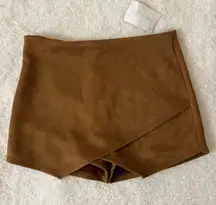 Boutique Camel Suede Envelope Skort