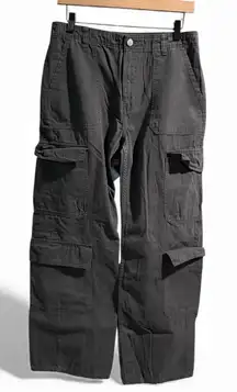 Zara Charcoal Gray Wide Leg Utility Cargo Pants - Size 8