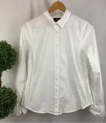 J Crew White Slim Fit Cotton Button Up Long Sleeve Blouse Top 12