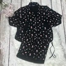 Victoria’s Secret Modal Black and Pink Floral Shorts Pajama Set