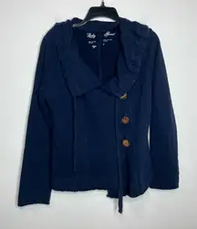 Lucky‎ Brand navy blue 100% cotton jacket casual boho women’s size large buttons