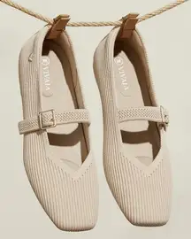 Vivaia Margot Mary Jane Comfort Old Money Washable Arch Support Flats Almond 10W