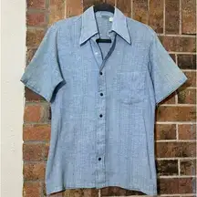 Vintage 1980’s  Blue linen button up shirt