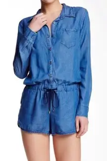 REVOLVE LONG SLEEVE DENIM ROMPER JEAN SHORTS