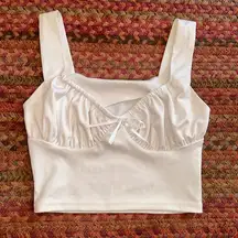 WHITE COOL GIRL DAINTY MILK MAID CROP TOP