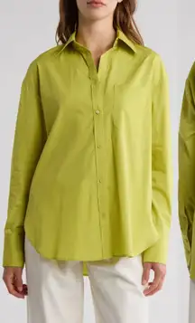 TWP Big Joe Oversize Chartreuse Lime Long Sleeve Cotton Button-Up Shirt Size M/L