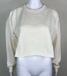 WeWoreWhat Solid Cropped Sweatshirt in‎ Off White