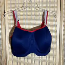 Vintage 1990s Y2K Panache Sport Bra Red White Blue Underwire Cups 36G