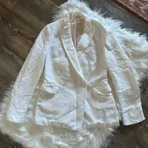 Ivory Linen-Blend Blazer