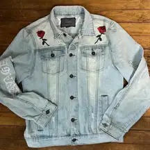 Vintage Brooklyn Cloth Y2K distressed denim jean jacket dragon savag size xl