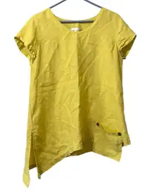 Kleen Linen‎ Short Sleeve Popover Tunic Shirt Size Small Asymmetrical Beach City