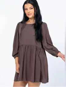 LONG SLEEVE MINI DRESS BROWN