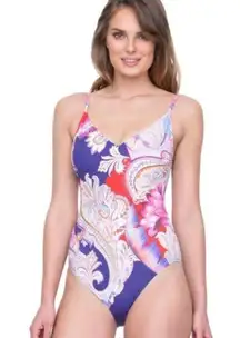 New. Gottex Paisley V-neck contour swimsuit