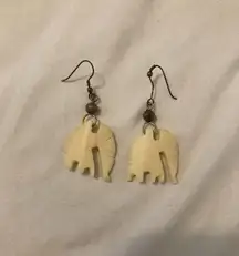 elephant shaped Off White hand carved Dangle earrings ethnic Tribal KenyaAfrica