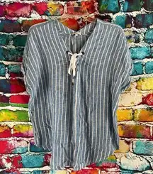 Rails  Jeri Striped Linen Blend St. Germain linen blend Blue Top size medium