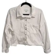 American Eagle Outfitters Corduroy Button Up Shirt Jacket Cream Women Size Small