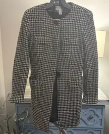 Talbots Black and White Houndstooth wool Blazer pea coat