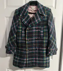 Sundance Catalog Multicolor “Tea & Toast Plaid Coat” Size PXXS