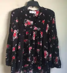 Penelope project large black long sleeved floral top