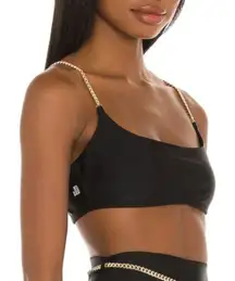 WeWoreWhat Gold Chain Black Cami Bra Top XS NEW