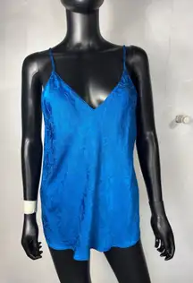 Victoria's Secret Blue Floral Cami‎ Top Sleeveless V-Neck XXL