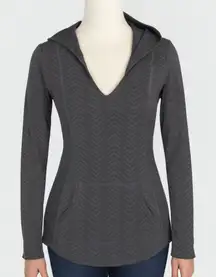 Prana Angie‎ Hoodie Breathe Pullover V-Neck Long Sleeve Athleisure Gray Medium