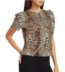 Generation Love Julia Cheetah Leopard Print Puff Sleeve Velvet Top Size XS