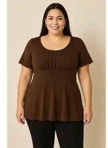 Vintage Womens Babydoll Top 18w Brown Tie Back Empire Waist Chocolate Y2k