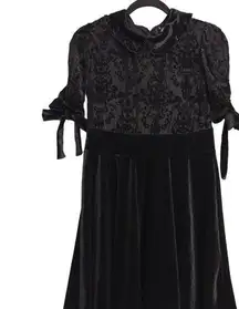 Killstar Womens Miss FurFur Fit & Flare Dress Black Skull Mini Velvet Goth L New