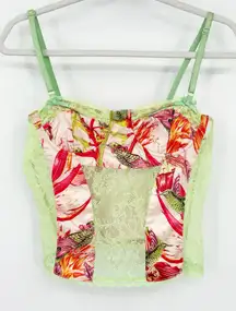 Finesse Women Sultry Coquette Tropical Devi Bird Floral Lace Corset Top‎ Size S