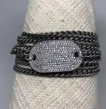 NWT Handmade Designer BMR Multi-Chain Bracelet with Hematite CZ Tag Accent
