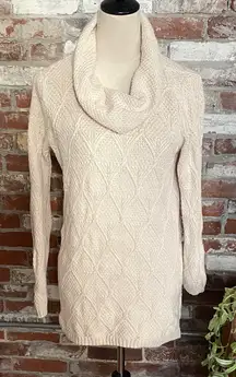 Jeanne Pierre  Women's Cream Cable Knit Cowl Neck Sweater Size M