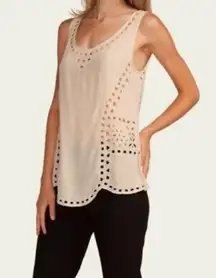 Joie  Reena Silk Beaded Cream Beige Tank Top Size S