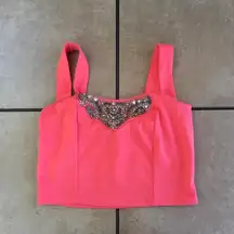 Charlotte Russe  Pink Bedazzled Gem Crop Top