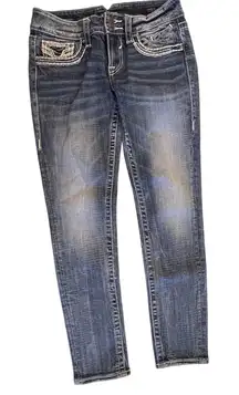 VIGOSS The Thompson Tomboy Jeans‎ Low Rise Skinny 27x27 Blue Denim Stretch EUC