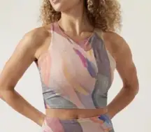 Athleta Pink Watercolor Conscious Crop, 3x D-DD