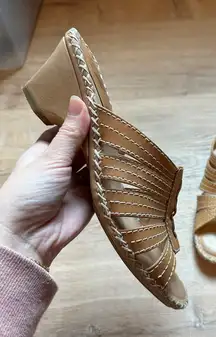 WHITE MT. | Leather Tan Brown Adelfa Woven Wedge Sandals