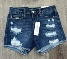 Just USA Mid Rise Distressed Denim Shorts Size L Medium Wash