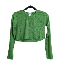 NWT Andie Augusta Jacket Green Cropped Snap Front Abstract Zebra Pattern Top M