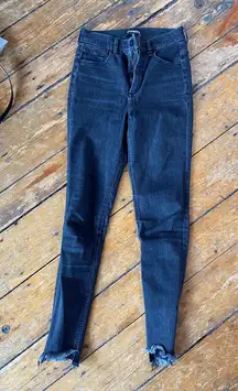 Black Frayed Bottom Jeans