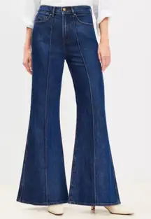 LOFT High Rise Super Flare Jeans in Refined Mid Indigo Wash - Size 24/00