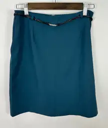 Fashion Bug Skirt 6 Teal Belted Retro Mod Minimalist Office Chic Vintage Y2K