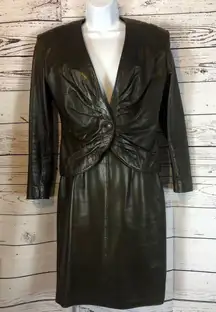 Collezione S.A. 1980’s Leather skirt suit 
What a fantastic vintage find