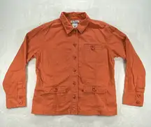 Columbia Utility‎ Jacket Womens L Button Up Cotton Orange Outdoor