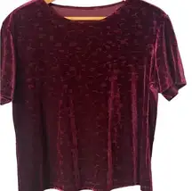 Woman’s Dark Red Floral Print Velvet Cropped Top. Size Medium.